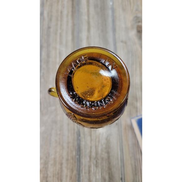 Vintage Miniature Oil Lamp, Amber Glass Grape, Finger Handle Hong Kong - Picture 4 of 5